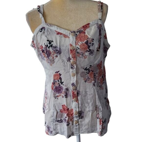 Torrid Women's Floral Button Up Tank Top Plus Size 2X - Picture 1 of 5